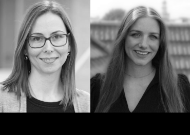 Portraits of Patricia Esteve-Gonzalez and Luna Rohland, both white women with long brown hair.