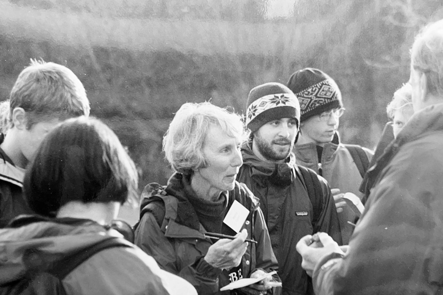 Image of Nancy Lund giving a tour to visitors.