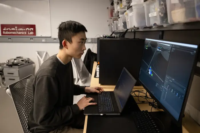 Leo Wang working at computer