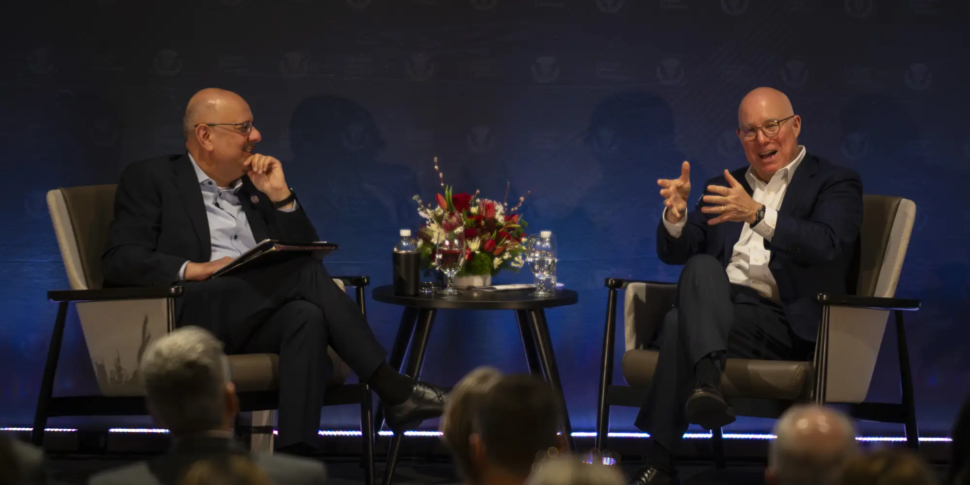 Farnam Jahanian talks onstage with Ted Decker.